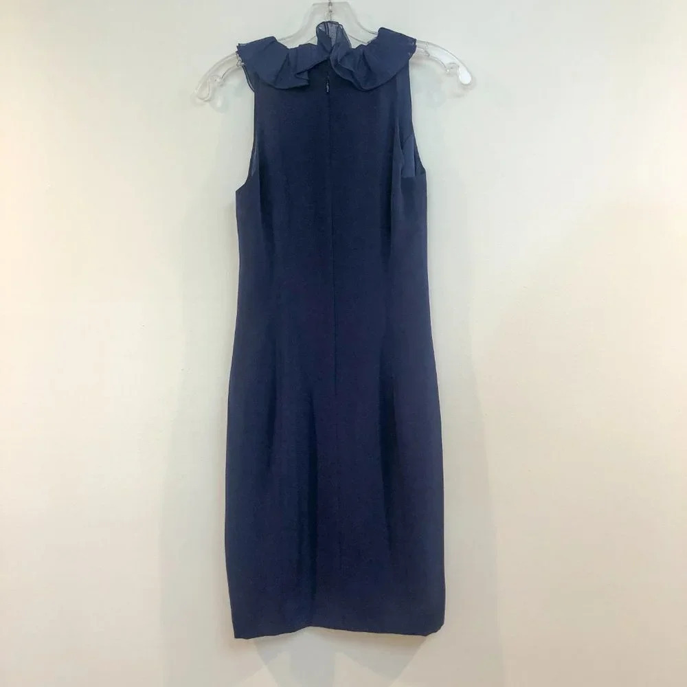 Tom and Linda Platt Ruffled Cocktail Formal Navy Mini Sheath Dress Women's 4 - Picture 4 of 4